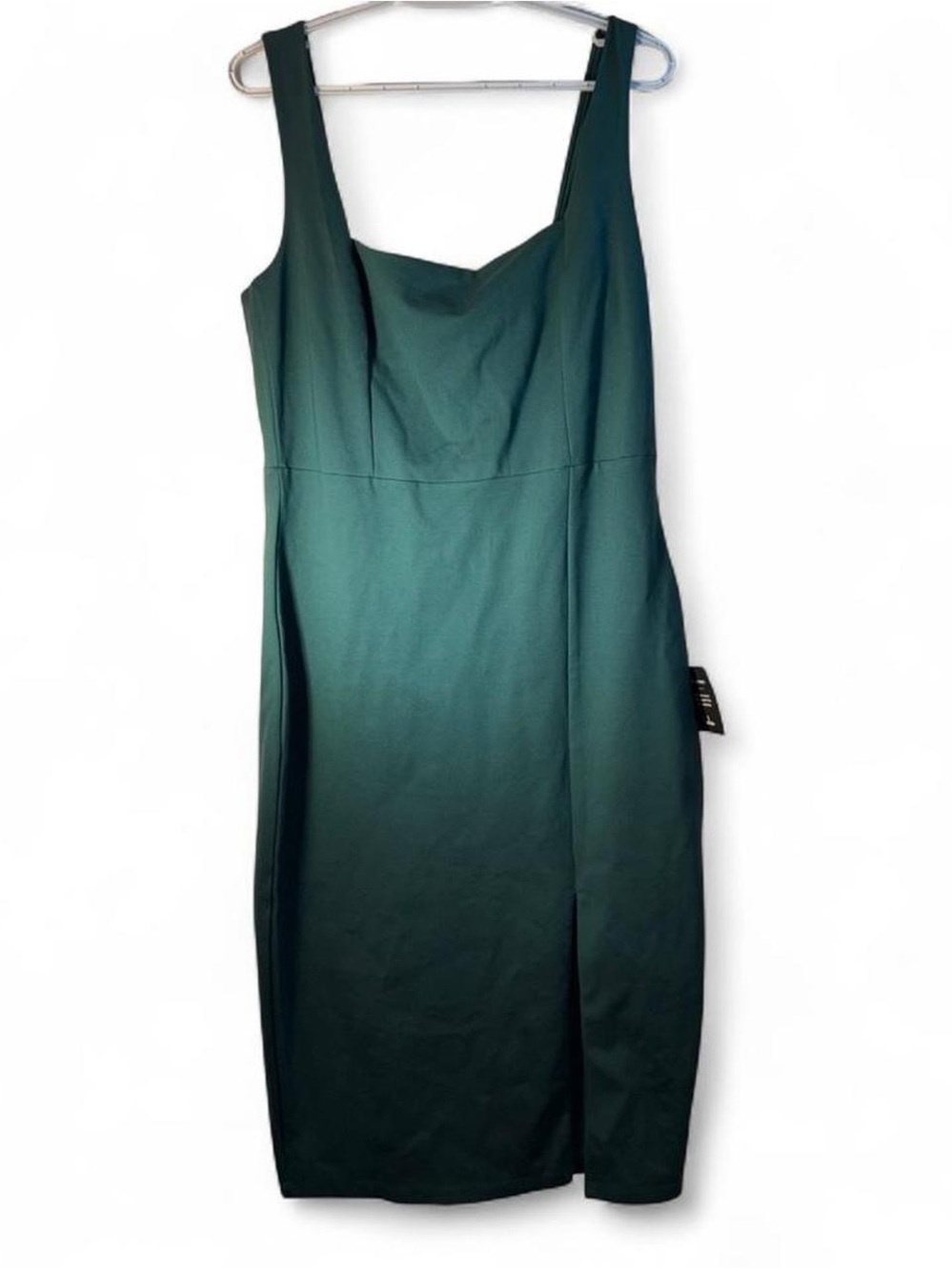Lulu's Emerald Square-Neck Midi Dress with Front Slit - Picture 2 of 9
